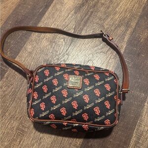 Dooney & Bourke Black and Red Logo Crossbody Bag